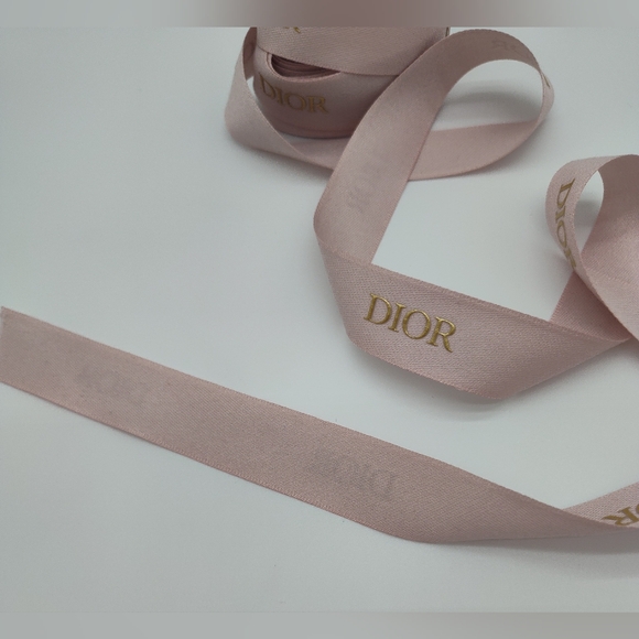 DIOR Blush Pink Gold Logo 1" Ribbon Four (4) Yards Luxury Gift Wrap - Picture 3 of 4